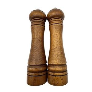 Wooden Salt and Pepper Grinder Set Manual Spice Mill Brown Traditional 2 Piece